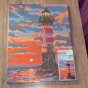 🆕💜 New Lighthouse Diamond Art Kit – Red & Blue Coastal Sunset – Hobby Lobby